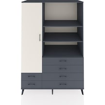 Kronos Dolap 7 Raflı 6 Çekmeceli Tek Kapaklı 132x59x195 Antrasit-aytaşı/antrasit Aytası/antrasıt