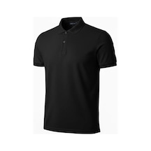 Erkek Pike Kumaş Düğmeli Yaka Regular Fit Günlük Kısa Kol Tişört T-shirt - Siyah Çok Renkli