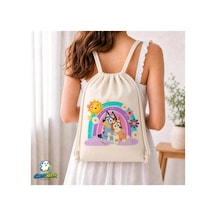 Ghostbastır Design Bluey Büzgülü Keten Çanta C028 Bej