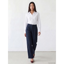 Lcw Modest Lacivert Beli Lastikli Geniş Paça Pileli Kadın Pantolon