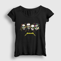Presmono Kadın Band Metallica T-shirt Siyah