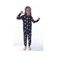 Unisex Çocuk Baskılı Pamuklu Pijama Takımı Rahat, Nefes Alan, Yumuşak Kumaşlı Uyku Takımı Lacivert