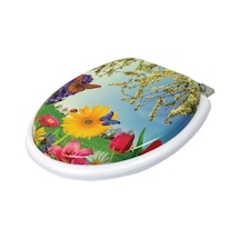 Lüks Yumuşak Süngerli Desenli Pufidik Klozet Kapağı Ekstra Kalın Süngerli