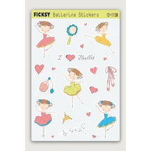 Sevimli Küçük Balerin Kız Sticker Seti - 14 Adet Etiket Çıkartma Diğer