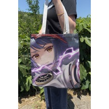Zipzap Kujou Sara Genshin Impact V5 Çift Taraflı Kanvas Baskı Bez Çanta Anime Çantası