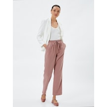 Koton Beli Bağcıklı Pantolon Düz Paça Cepli Rahat Kesim Modal Karışımlı Rose 4wak40139pw 4WAK40139PWRSM Pembe