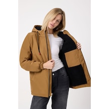 Freemen Kadın Taba Kürklü Su Ve Rüzgar Geçirmez Kapüşonlu Kışlık Mont Taba