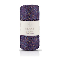 Multi Sparkle Simli Çok Renkli İp 100 Gr Polyester Makrome İpi Mor 1,5 Mm - 150 M