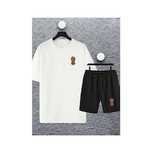 Tarzsokak Unisex Marvel Groot Baskılı Oversize Tshirt Ve Şort Eşofman Takımı Beyaz