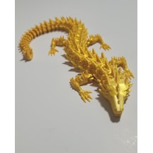 20 Cm 3d Baskı Altın Ejderha Figürü Eklemli Dragon Biblo Dekoratif Mitolojik Masaüstü Süs