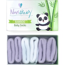 Novibaby 3'lü Bambu Yenidoğan Bebek Çorabı I Purpy I 0-6 ay "Karışık Renkli"