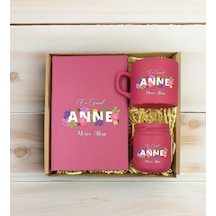 Bk Gift Kişiye Özel İsimli Dtf Anne Temalı Leylak Defter & Kahve Fincanı & Mum Hediye Seti-3, Anneye Hediye, Anneler Günü Hediyesi Kobitmeyencom30779