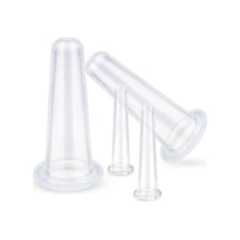 Moveevo "2 Büyük 2 Küçük Gıda Sınıfı Silikon Yüz Masaj Kupası - Nem Alma Ve Cilt Bakımı İçin" Beyaz