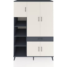 Kronos Dolap 8 Raflı Tek Çekmeceli 5 Kapaklı 132x59x195 Antrasit-aytaşı/antrasit Aytası/antrasıt