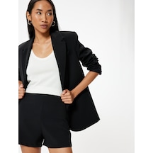 Koton Mini Şort Yüksek Bel Slim Fit Siyah 4sak40314uw Siyah
