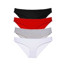 4 adet Süper Eko Set Likralı Kadın Slip Külot Siyah Kırmızı Gri Siyah - Gri