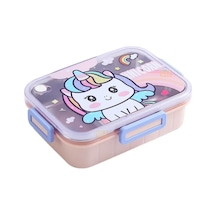 Bento 750ml Lunchbox Sevimli Dostlar Tek Katlı 3 Bölmeli Paslanmaz Çelik Sefer Tası Yemek Kutusu Pembe Unicorn Çok Renkli