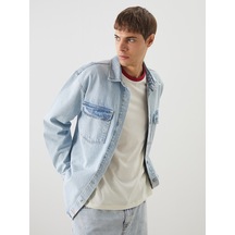 Lcw Jeans İndigo Rahat Kalıp Uzun Kollu Erkek Jean Gömlek