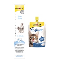 Gimcat Yoghurt Calcium Kedi Yoğurdu 150 G + Kitten Paste Kalsiyum Yavru Kedi Vitamin Macunu 50 G