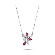 Su Damlası Ruby Kolye - Beyaz Altın