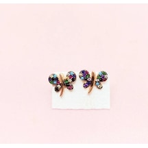 Oriental Kuyumculuk Jewellery Kelebek Küpe Mor