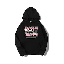 Brz Collection Unisex Oversize Rauh-welt Porsche Hoodie Siyah