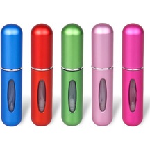 Mufunye 5 Adet 5 Ml Yeniden Doldurulabilen Parfüm Şişeleri Alttan Doğrudan Dolum Şeffaf Görüntüleme Pencereli Mini Taşınabilir Alüminyum Kendinden Pompalı Parfüm Şişesi