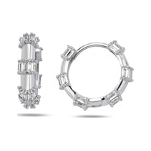 Brezza Lusso Jewelry Pırlanta Işıltılı Baget Halka Kadın Gümüş Küpe 18 Mm