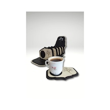 Crystal Aurore Boreale Taşlı Ahşap Bardak Altlığı Ve Tabak Kase Seti - Rebap-akçaağaç
