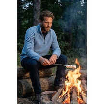 Buratti Slim Fit Yarım Fermuarlı Yumuşak Dokulu Şardonlu Kışlık Erkek Polar 59060011 Koyu Mavi