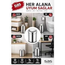 8 Litre Döner Kapaklı Paslanmaz Çelik Banyo & Wc Çöp Kovası 7508, Gri