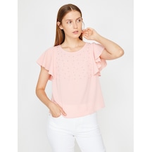 Koton Boncuk Detaylı Bluz Pembe 8yak68504pw Gül
