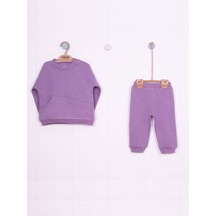 Aydodo Lila Asimetrik Cep Detaylı 3 İplik İkili Bebe Takımı Lila