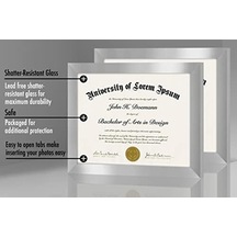 8,5 X 11 Gümüş Resim Çerçevesi - 2'li Set - Kırılmaya Dayanıklı Camlı Diploma Çerçevesi Veya Sertifika Çerçevesi Olarak Kullanın - Duvar Ve Masa Üstü Ekran İçin Asma Donanım Ve Şövale
