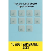 10 Adet 7x7cm Yedek Süper Güçlü Yapışkanlı Askı, 20kg Banyo - Mutfak Raf Tutucu Sticker, Delmesiz Şe Diğer