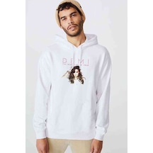 Demi The Neon Lights Tour Baskılı Beyaz Erkek Örme Kapşonlu Sweat
