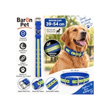 Baron Pet Köpek Boyun Tasması 39-54 Cm Reflektörlü Dokuma Metal Tokalı Büyük Irk - Mavi Çok Renkli