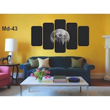 5 Parça Gece Ay Görünümlü Mdf Tablo