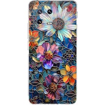 Printify Xiaomi Mi 13 İle Uyumlu Vitray Mücevher Flora Tasarımlı Şeffaf Silikon Kılıf Şeffaf