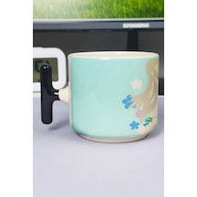 Anohana Anime Baskılı Seramik Lüks Kupa 1 Adet T Şeklinde Özel Siyah Kulp Dalga Kulp V3t Çok Renkli