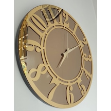 Ayna Denizi Golden Latin Bronze Model Altın Bronz Renk 50 CM Dekoratif Aynalı Duvar Saati