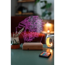 Özel Tasarım Kızılderili 3D Led Lamba