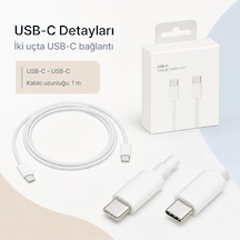Usb-c To Usb-c Örgülü Hızlı Şarj Ve Data Kablosu 1 Metre 60w Telefon Tablet Notebook Uyumlu Type-c Kablo Beyaz