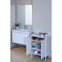 Eliusta Sabir 65 Cm 2 Raflı Beyaz Banyo Mutfak Dolabı 3 Bölmeli Çok Amaçlı Dolap 65x75x32,5 Cm Düzenleyici Beyaz