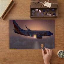 Günbatımında Yolcu Uçağı Tasarımı 240 Parça Ahşap Puzzle Ahşap Kutuda Mpy10390