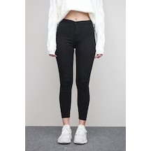 Kadın Siyah Solmayan Yüksel Bel Likralı Toparlayıcı Skinny Jeans Pantalon