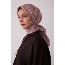 Belli Geometrik Desen %100 Twill İpek Eşarp Be25 Pudra