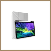 Bezos Samsung Uyumlu Galaxy Tab A9 Plus Kılıf Kalemlikli Mars Tablet Kılıfı - Gri 22