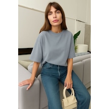 Düz Oversize Unisex Tişört Yb5 Gri Düz Oversize Unisex Tişört Yb5 Gri