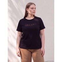 Lcw Curve Siyah Büyük Beden Nakışlı %100 Pamuklu Bluz